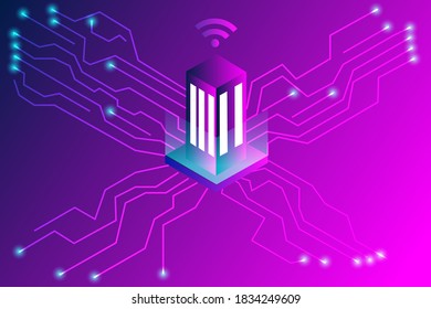 Isometric concept of technology vector illustration