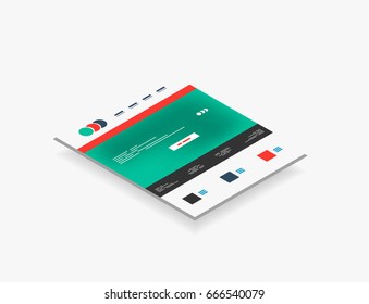 Isometric concept of web site design scheme template, modern semi flat 3d concept