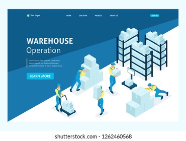 Isometric concept workflow in an industrial enterprise. Website Template Landing page.
