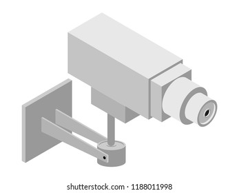 isometric concepts of CCTV cameras, vector illustrations