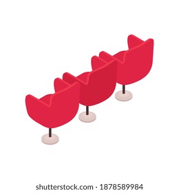 Composición de la sala de conferencias isométrica con sillas de diseño para los invitados ilustración vectorial