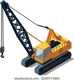Isometric construction crawler crane illustration