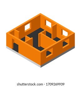 Isométrico lugar de construcción icono de vector plano aislado en fondo blanco.