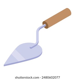 Isometric construction trowel icon in 3d vector illustration for masonry, building, and construction industry