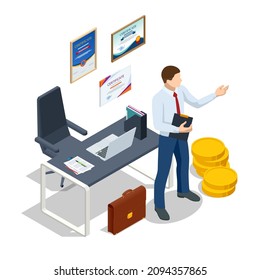 Isometric Consult Financial Concept. Investment Consultant, Financial Consultant, Financial advisor. Investment in Securities, Smart Investment, Strategic Management