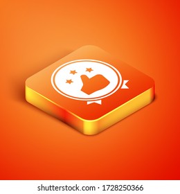 Isometric Consumer or customer product rating icon isolated on orange background. Vector Illustration