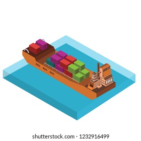 Isometric Container Cargo Ship