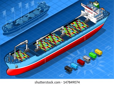 Isometric Container Cargo Ship