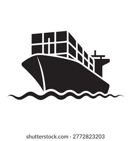 Isometric Container Cargo Ship Global Shipping Silhouette