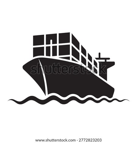 Isometric Container Cargo Ship Global Shipping Silhouette