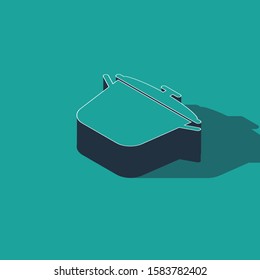 Isometric Cooking pot icon isolated on green background. Boil or stew food symbol.  Vector Illustration