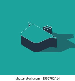 Isometric Cooking pot icon isolated on green background. Boil or stew food symbol.  Vector Illustration