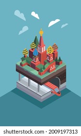 Isometric cool poster design city