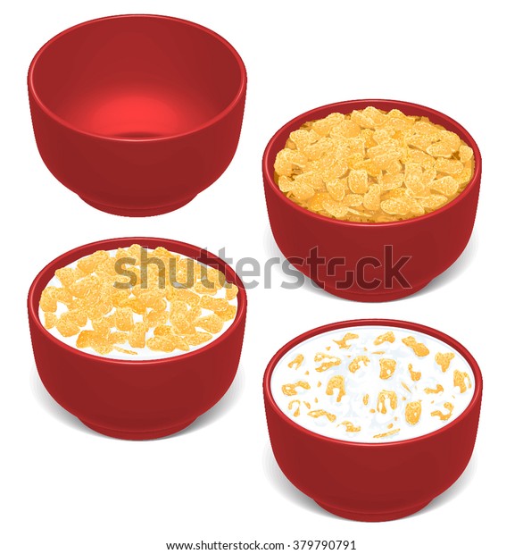 Isometric Corn Flake Bowls Stock Vector (Royalty Free) 379790791