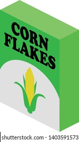 Isometric Corn Flakes Cereal Box
