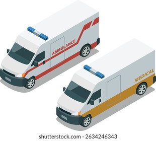  Isometric corporate medical vehicle illustration