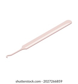 Isometric cosmetologist composition with isolated image of hook tool vector illustration