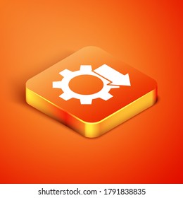 Isometric Cost reduction icon isolated on orange background.  Vector Illustration