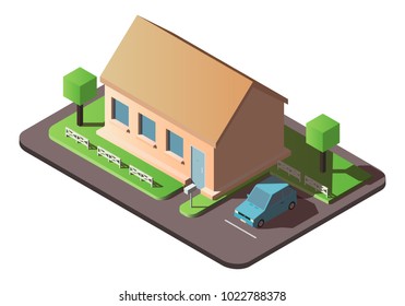 Isometric cottage isolated