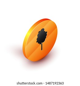 Isometric Cotton candy icon isolated on white background. Orange circle button. Vector Illustration