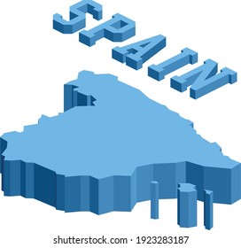 Isometric Country of Spain With Name
