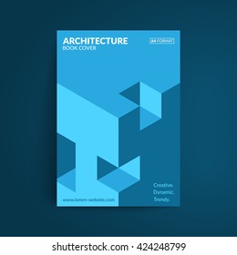 Isometric cover design. Architecture book. A4 format template for brochure,poster,flyer etc.