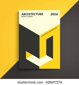 Isometric cover design. Architecture book. A4 format template for brochure,poster,flyer etc.