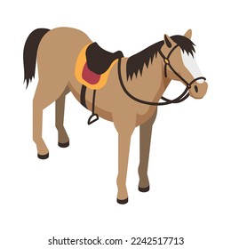 Isometric cowboy horse on white background 3d vector illustration