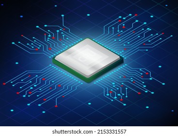 Isometric CPU Computer Processor Circuit Board Technology