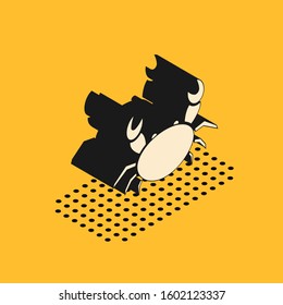 Isometric Crab icon isolated on yellow background.  Vector Illustration