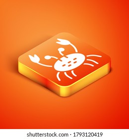 Isometric Crab icon isolated on orange background. Vector