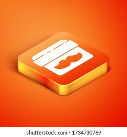 Isometric Cream or lotion cosmetic jar icon isolated on orange background. Body care products for men. Vector Illustration