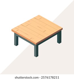 Isometric cream table vector illustration. Minimalist and modern furniture design, perfect for interior decor, home, and office concepts