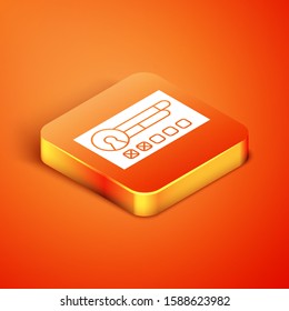 Isometric Create account screen icon isolated on orange background.  Vector Illustration