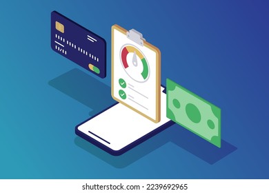 Isometric Credit Score Clipboard Vectorart Illustration