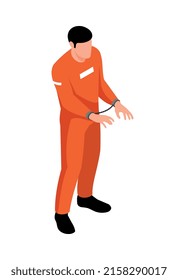 Isometric criminal composition with isolated human character on blank background vector illustration