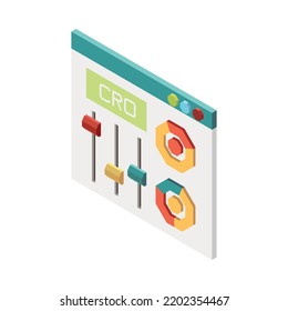 Isometric cro conversion rate optimization digital marketing 3d concept vector illustration
