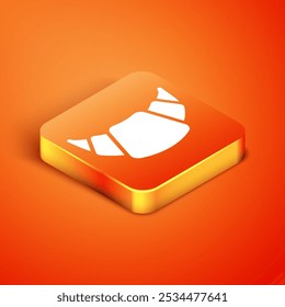 Isometric Croissant icon isolated on orange background.  Vector