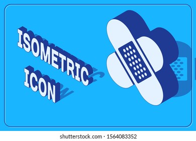 Isometric Crossed bandage plaster icon isolated on blue background. Medical plaster, adhesive bandage, flexible fabric bandage.  Vector Illustration
