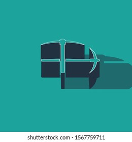Isometric Crossed pickaxe icon isolated on green background. Blockchain technology, cryptocurrency mining, bitcoin, altcoins, digital money market.  Vector Illustration