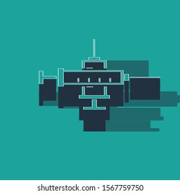 Isometric Crossed syringe icon isolated on green background. Syringe for vaccine, vaccination, injection, flu shot. Medical equipment.  Vector Illustration