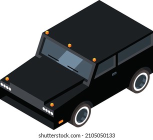 Isometric crossover. Big black powerful suv car
