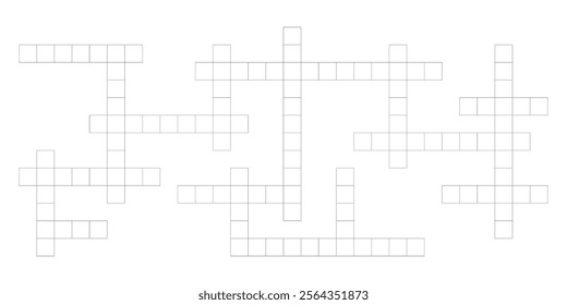 Isometric crossword puzzle icon with empty word boxes. Abstract design for web and marketing use.