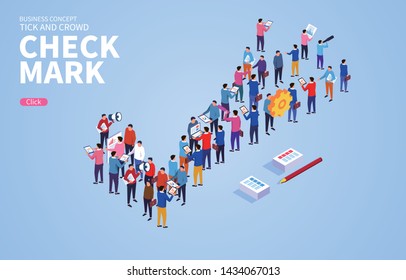 Isometric crowd consisting of check marks