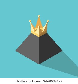 Isometric crown on top of pyramid. Power, dictatorship, totalitarian regime, injustice, inequity, corruption and wealth concept. Flat design. EPS 8 vector illustration, no transparency, no gradients