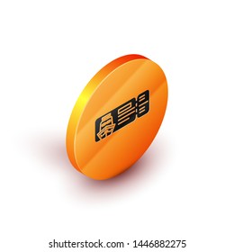 Isometric Cruise ticket for traveling by ship icon isolated on white background. Travel by Cruise liner. Cruises to Paradise. Orange circle button. Vector Illustration