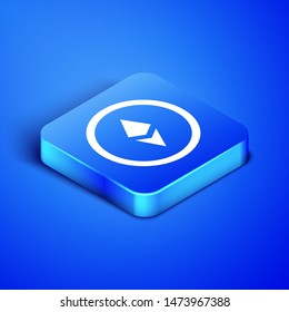 Isometric Cryptocurrency coin Ethereum ETH icon isolated on blue background. Altcoin symbol. Blockchain based secure crypto currency. Blue square button. Vector Illustration