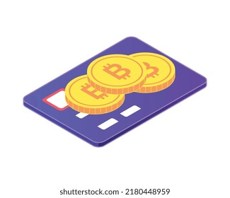 Composición criptodivisa isométrica con imágenes aisladas de monedas doradas y elementos de infraestructura ilustración vectorial