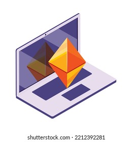 isometric cryptocurrency ethereum digital icon