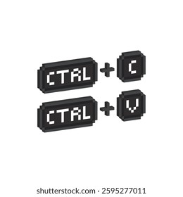 isometric ctrl C, ctrl V  8 bit button  Pixel art 8-bit for game